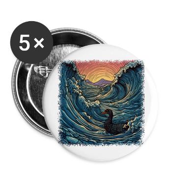 bow hunting romantic bathing 8 bit duck bathtube - Buttons large 2.2''/56 mm (5-pack) - white - Front