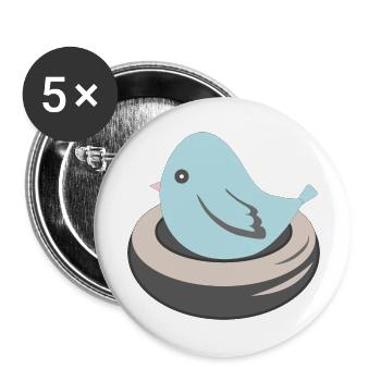 BLUE BIRD NESTING - Buttons groß 56 mm (5er Pack) - Weiß - Vorne