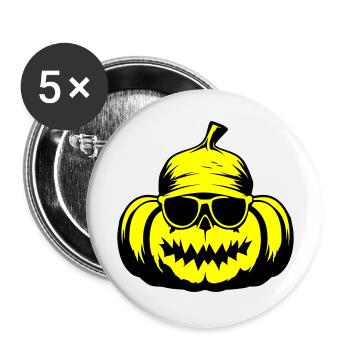 Kürbis Lustig Halloween Cool - Buttons groß 56 mm (5er Pack) - Weiß - Vorne