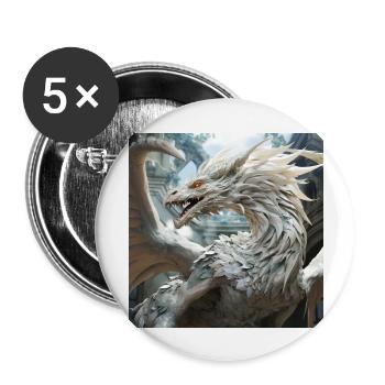 Weißer Drache - Buttons groß 56 mm (5er Pack) - Weiß - Vorne