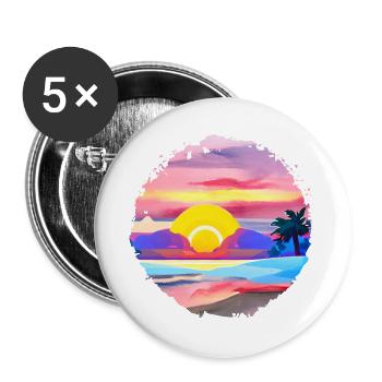 Summer Sunset Beach Watercolor - Buttons large 2.2''/56 mm (5-pack) - white - Front