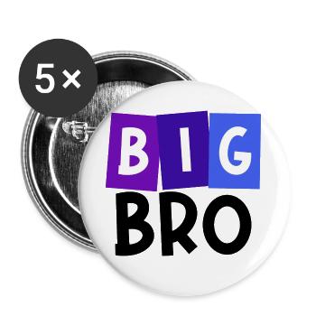 Fier Big Brother Brother Déclaration du cœur du frère Bro - Lot de 5 grands badges (56 mm) - blanc - Devant