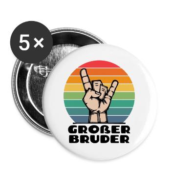 Stolzer Großer Bruder Statement Bruderherz - Buttons groß 56 mm (5er Pack) - Weiß - Vorne