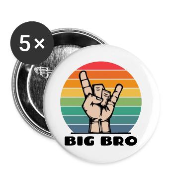 Brother Coeur Bro Cool Dire Fier Big Brother - Lot de 5 grands badges (56 mm) - blanc - Devant