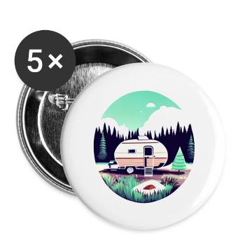 Camping Caravan Camp Gift Tents Motorhome - Buttons large 2.2''/56 mm (5-pack) - white - Front