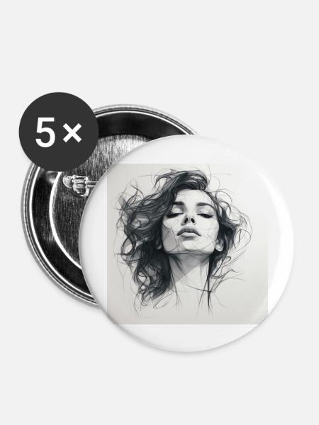 One Line Woman - Buttons groß 56 mm (5er Pack) - Weiß