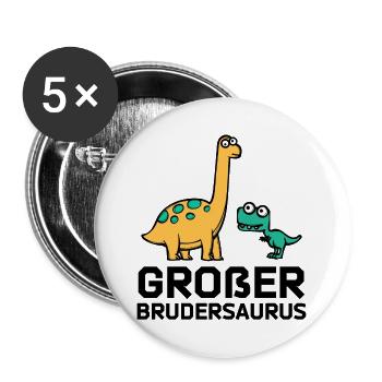 Geschwisterliebe Dino Bro Bruderherz Großer Bruder - Buttons groß 56 mm (5er Pack) - Weiß - Vorne