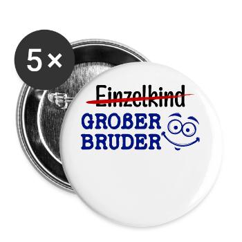 Großer Bruder Statement Einzelkind Geschwister - Buttons groß 56 mm (5er Pack) - Weiß - Vorne
