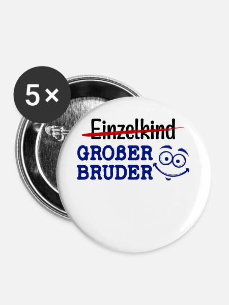 Großer Bruder Statement Einzelkind Geschwister - Buttons groß 56 mm (5er Pack) - Weiß