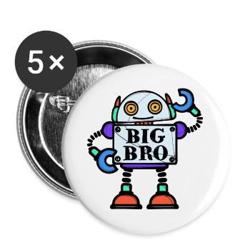 Bro Spruch Stolzer Großer Bruder Bruderherz - Buttons groß 56 mm (5er Pack) - Weiß - Vorne