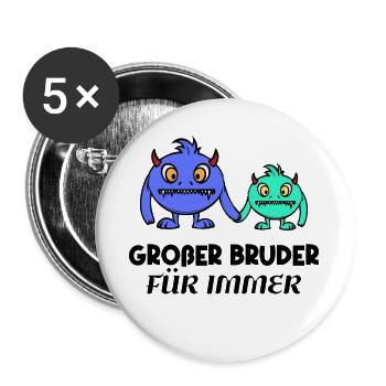 Großer Bruder Geschwisterliebe Statement Bro - Buttons groß 56 mm (5er Pack) - Weiß - Vorne