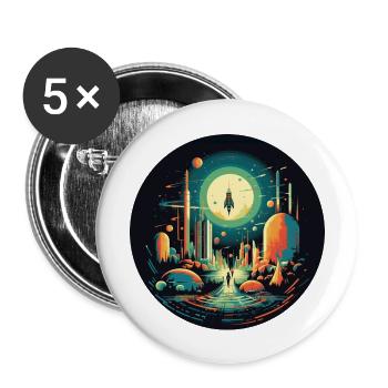 Rocket launch in retro cartoon style - Buttons large 2.2''/56 mm (5-pack) - white - Front