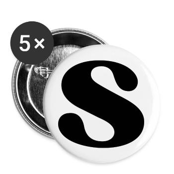 Letter s - Buttons large 2.2''/56 mm (5-pack) - white - Front
