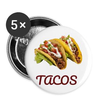 Tacos - Lot de 5 grands badges (56 mm) - blanc - Devant