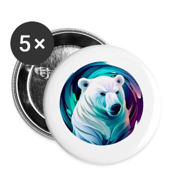 White polar bear - Buttons large 2.2''/56 mm (5-pack) - white - Front