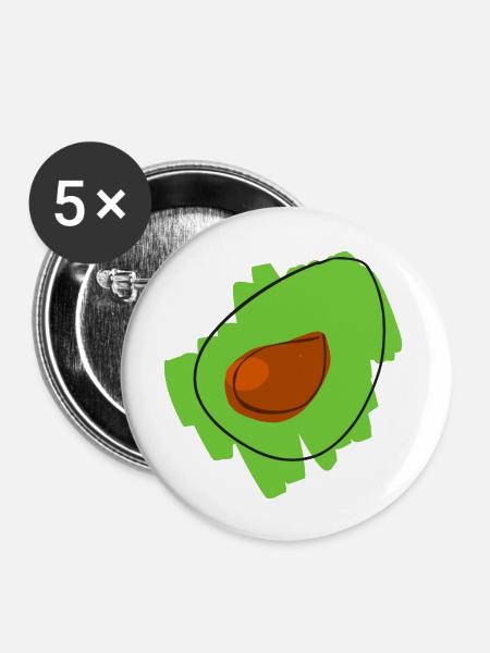 Avocado - Buttons groß 56 mm (5er Pack) - Weiß