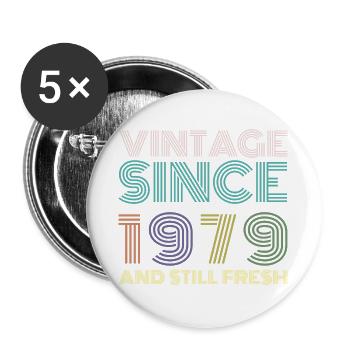 Millésime 1979 - Lot de 5 grands badges (56 mm) - blanc - Devant