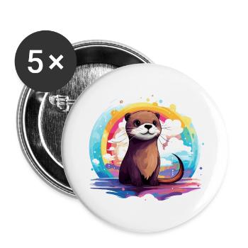 der Otter im bunten Schein - Buttons groß 56 mm (5er Pack) - Weiß - Vorne