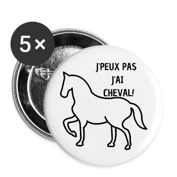 J'PEUX PAS J'AI CHEVAL - Lot de 5 grands badges (56 mm) - blanc - Devant