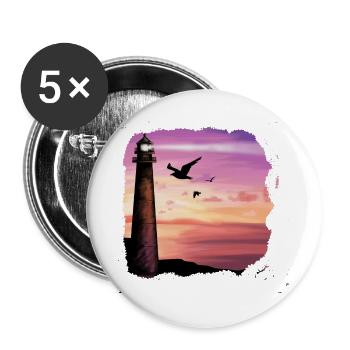 Sunset Lighthouse Ocean Art - Buttons groß 56 mm (5er Pack) - Weiß - Vorne