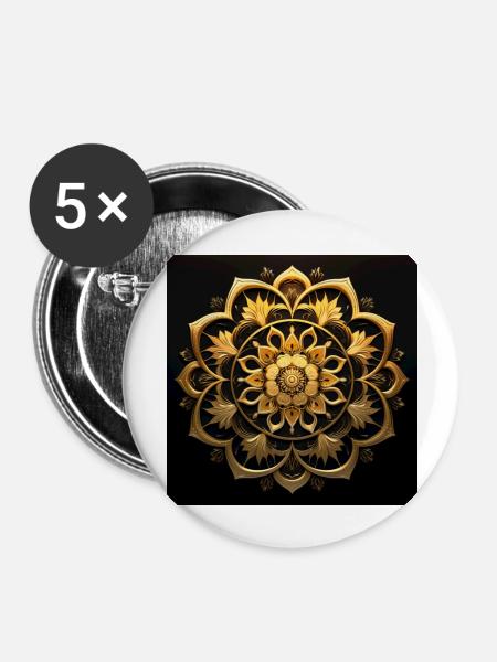 Kosmisches Mandala - Buttons groß 56 mm (5er Pack) - Weiß