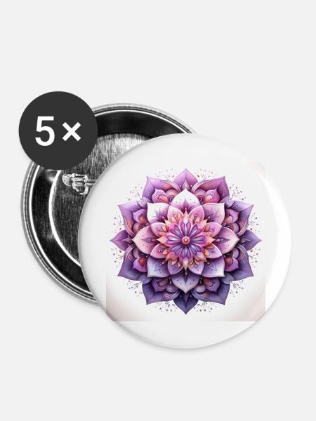 Kosmisches Mandala - Buttons groß 56 mm (5er Pack) - Weiß