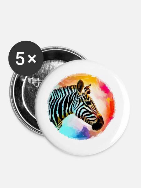 Zebra - Buttons groß 56 mm (5er Pack) - Weiß
