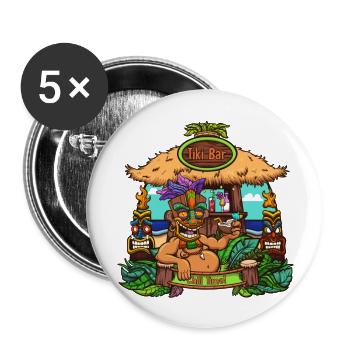 Tiki Bar - Lot de 5 grands badges (56 mm) - blanc - Devant