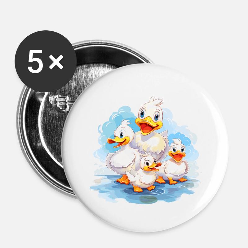 cheerful ducks - Buttons large 2.2''/56 mm (5-pack) - white