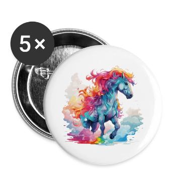 im bunten Galopp - Buttons groß 56 mm (5er Pack) - Weiß - Vorne