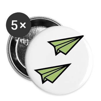 Avion en papier 2 - Lot de 5 grands badges (56 mm) - blanc - Devant