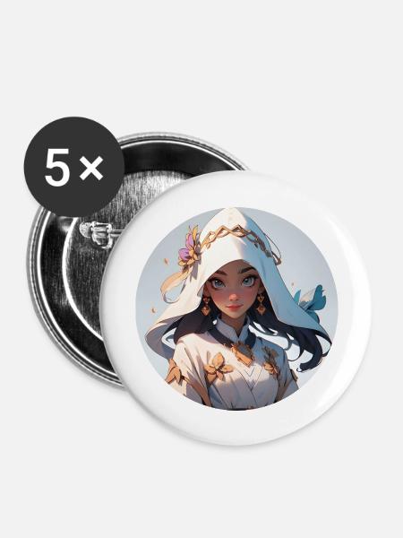 Princess 1 - Buttons groß 56 mm (5er Pack) - Weiß
