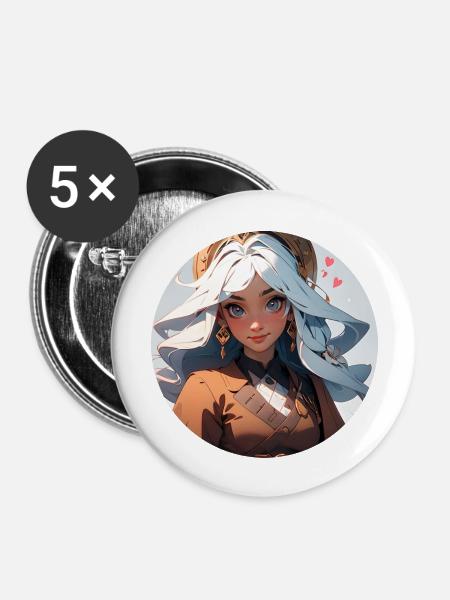 Princess 2 - Buttons groß 56 mm (5er Pack) - Weiß
