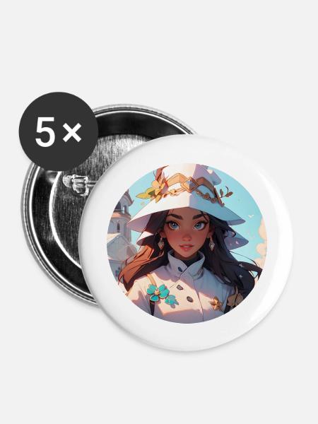 Princess 4 - Buttons groß 56 mm (5er Pack) - Weiß