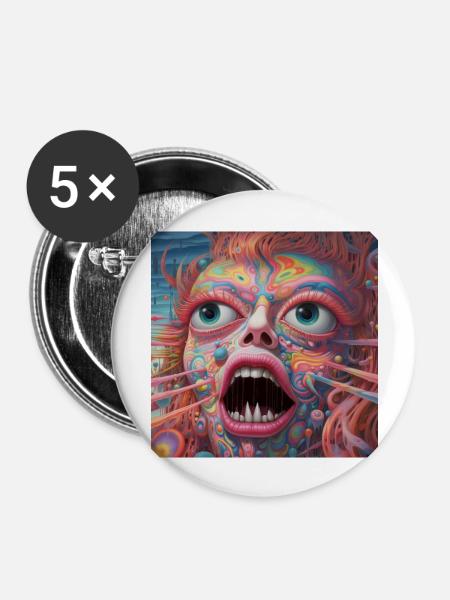 Bizarre Welt - Buttons groß 56 mm (5er Pack) - Weiß