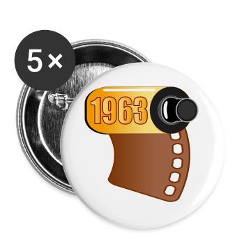 RETRO GEBURTSTAG 1963 - FILMROLLE - Buttons groß 56 mm (5er Pack) - Weiß - Vorne