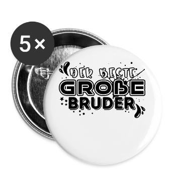 Bruderherz Großer Bruder Statement Geschwister - Buttons groß 56 mm (5er Pack) - Weiß - Vorne