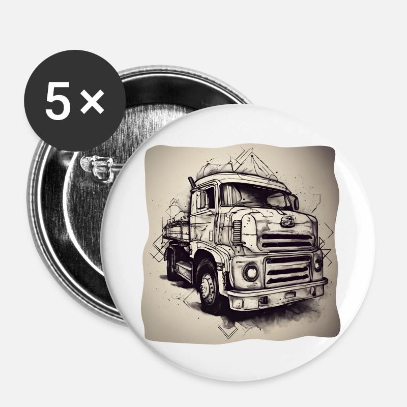 Truck - Buttons large 2.2''/56 mm (5-pack) - white