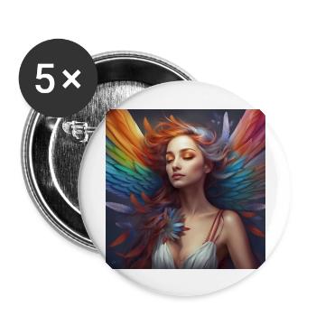 Elfe arc-en-ciel5 - Lot de 5 grands badges (56 mm) - blanc - Devant