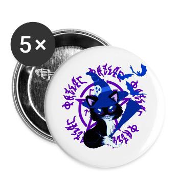 halloween outfit, kätzchen, pentagramme, Tochter - Buttons groß 56 mm (5er Pack) - Weiß - Vorne