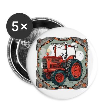 Tracteur - Lot de 5 grands badges (56 mm) - blanc - Devant