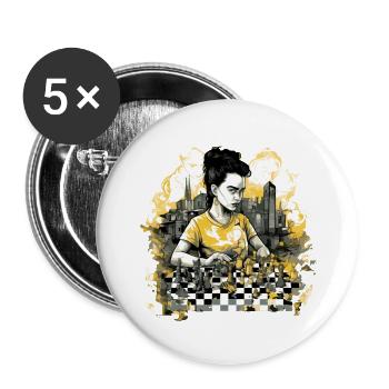 Frid au club d'échecs - Lot de 5 grands badges (56 mm) - blanc - Devant