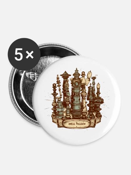 Leidenschaft für Schach - Buttons groß 56 mm (5er Pack) - Weiß