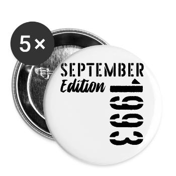 33rd birthday September 1993 - 33 years old - Buttons large 2.2''/56 mm (5-pack) - white - Front