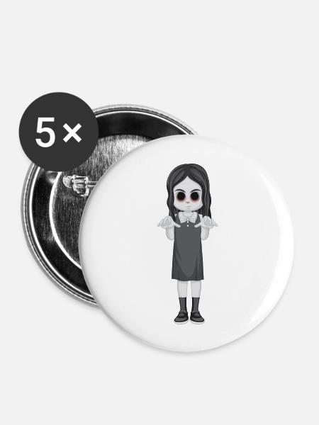 Mädchen Horror 3 - Buttons groß 56 mm (5er Pack) - Weiß