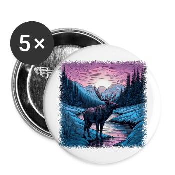 color bird statement sayings gift idea nature deer - Buttons groß 56 mm (5er Pack) - Weiß - Vorne