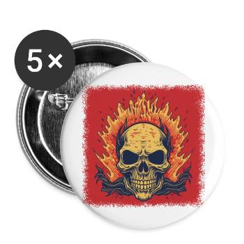 Mort Présent Squelette Costume Bones Mort - Lot de 5 grands badges (56 mm) - blanc - Devant
