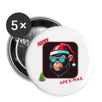 happy ape's mas - Lot de 5 grands badges (56 mm) - blanc - Devant