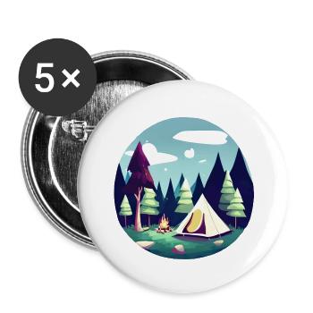 Camping Motorhome Gift Camping Caravan Camp - Buttons large 2.2''/56 mm (5-pack) - white - Front