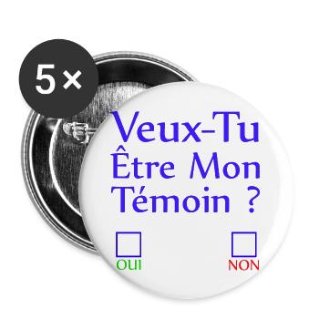 Veux tu être mon témoin ? - Lot de 5 grands badges (56 mm) - blanc - Devant